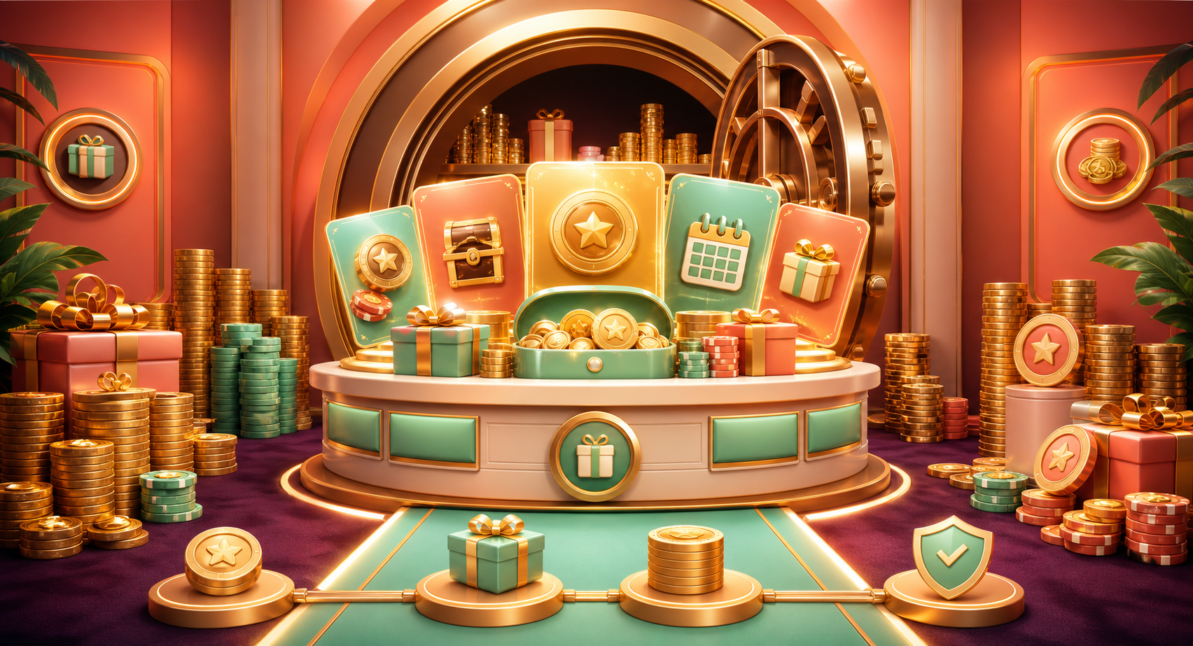TheWinZone Casino bonus vault with coins gifts and reward cards